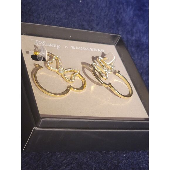 Disney x BaubleBar Gold Minnie Mouse Silhouette Rhinestone-encrusted Earrings - Picture 1 of 5